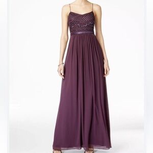 Adrianna Papell beaded chiffon evening gown.